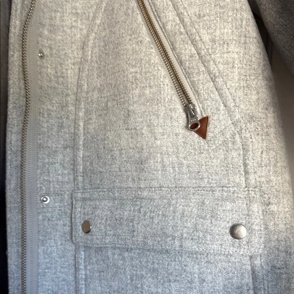 J. Crew Gray Wool Pea Coat with Fur Collar - Picture 6 of 7